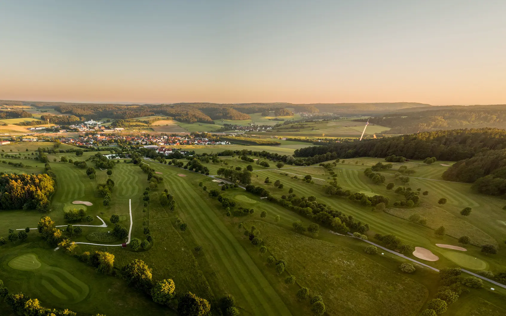 Sonnenuntergang auf dem Golfclub Steigerwald in Geiselwind